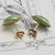 14k Gold Mounted Pair Of Apple Jade Cabochon Ear Studs Vintage circa 1960's