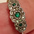 9k Gold And Silver Green & White Paste Daisy Flower Ring Antique Art Deco circa 1920's