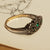 9k Gold And Silver Green & White Paste Daisy Flower Ring Antique Art Deco circa 1920's