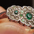 9k Gold And Silver Green & White Paste Daisy Flower Ring Antique Art Deco circa 1920's