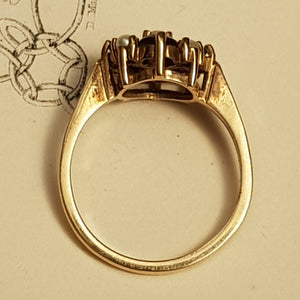 9ct Gold Amethyst & Pearl Daisy Ring Size U.K N Antique Birmingham circa 1889