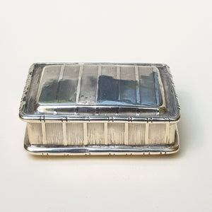 Sterling Silver Pin Stripe Panel Patterned Pocket Snuff Box Antique Georgian London circa 1802