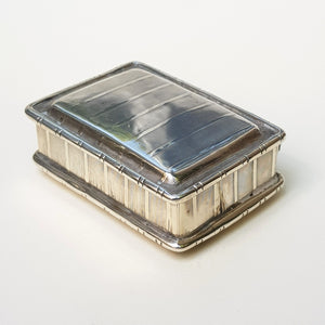 Sterling Silver Pin Stripe Panel Patterned Pocket Snuff Box Antique Georgian London circa 1802