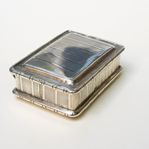 Sterling Silver Pin Stripe Panel Patterned Pocket Snuff Box Antique Georgian London circa 1802