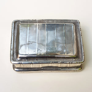 Sterling Silver Pin Stripe Panel Patterned Pocket Snuff Box Antique Georgian London circa 1802