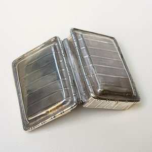 Sterling Silver Pin Stripe Panel Patterned Pocket Snuff Box Antique Georgian London circa 1802
