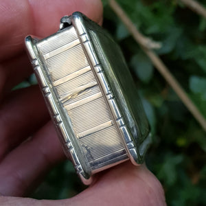 Sterling Silver Pin Stripe Panel Patterned Pocket Snuff Box Antique Georgian London circa 1802