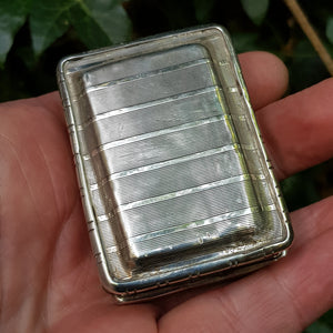 Sterling Silver Pin Stripe Panel Patterned Pocket Snuff Box Antique Georgian London circa 1802