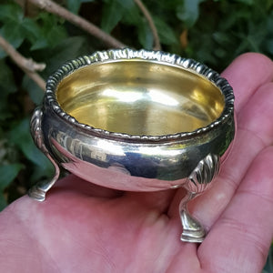 Sterling Silver Rare Pair Of Three Footed Table Salts Antique Georgian London Circa 1780