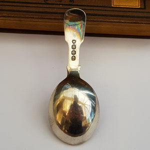 Sterling Silver Shelled Fiddle Pattern Tea Caddy Spoon Antique London circa 1827