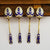 Sterling Silver Enamel Finished Art Nouveau Blue Bell Pattern Set of x4 Tea Spoons Birmingham circa 1968