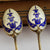 Sterling Silver Enamel Finished Art Nouveau Blue Bell Pattern Set of x4 Tea Spoons Birmingham circa 1968