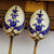 Sterling Silver Enamel Finished Art Nouveau Blue Bell Pattern Set of x4 Tea Spoons Birmingham circa 1968