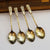 Sterling Silver Enamel Finished Art Nouveau Blue Bell Pattern Set of x4 Tea Spoons Birmingham circa 1968