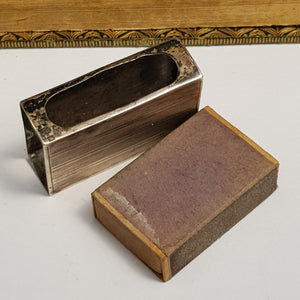 Sterling Silver Matchbox Cover With Old The Ship Matchbox Antique London Circa 1922