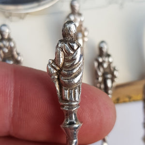 Sterling Silver Clansman Tea Spoons & Sugar Tongs Set Antique Sheffield Circa 1901