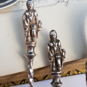 Sterling Silver Clansman Tea Spoons & Sugar Tongs Set Antique Sheffield Circa 1901