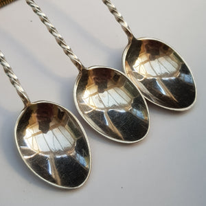 Sterling Silver Clansman Tea Spoons & Sugar Tongs Set Antique Sheffield Circa 1901