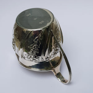 Sterling Silver Floral Repousse Creamer Jug Antique Victorian London Circa 1880