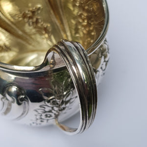 Sterling Silver Floral Repousse Creamer Jug Antique Victorian London Circa 1880