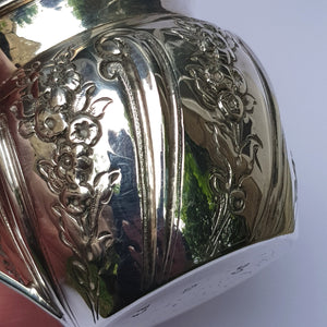 Sterling Silver Floral Repousse Creamer Jug Antique Victorian London Circa 1880
