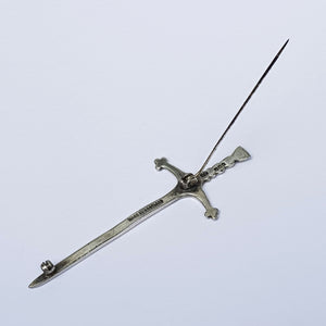 Sterling Silver Large Sized Scottish Claymore Sword Brooch Vintage Edinburgh Circa 1972