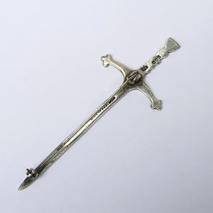 Sterling Silver Large Sized Scottish Claymore Sword Brooch Vintage Edinburgh Circa 1972