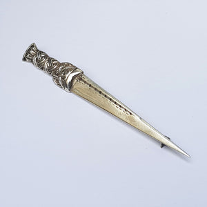 Sterling Silver Large Sized Scottish Dirk Bodkin Brooch Vintage Edinburgh Circa 1961