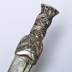 Sterling Silver Large Sized Scottish Dirk Bodkin Brooch Vintage Edinburgh Circa 1961