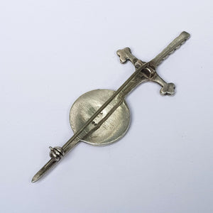 Sterling Silver Scottish Claymore Sword And Buckler Shield Brooch Vintage Edinburgh Circa 1973