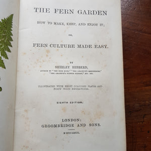 The Fern Garden Shirley Hibbert Green Cloth Bound Book Antique Victorian Circa 1879