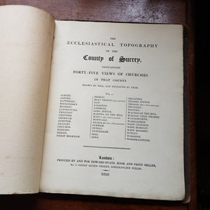 The Ecclesiastical Topography Of The County Of Surrey Book Antique Georgian Circa 1819