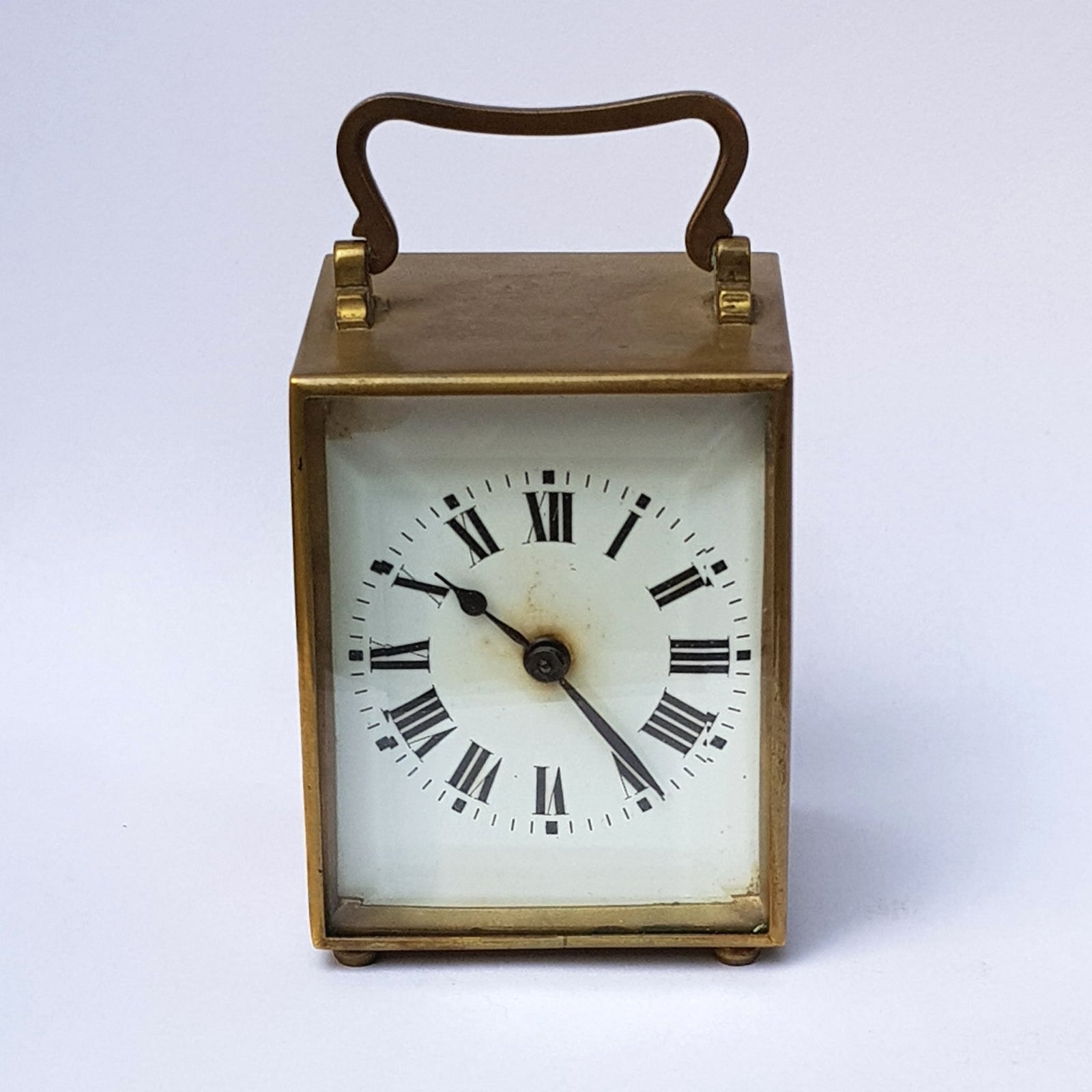 Brass Cased And Bevel Glazed English Carriage Clock Antique Victorian Circa 1880