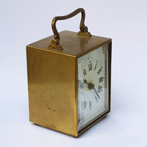 Brass Cased And Bevel Glazed English Carriage Clock Antique Victorian Circa 1880