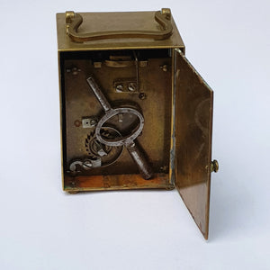 Brass Cased And Bevel Glazed English Carriage Clock Antique Victorian Circa 1880