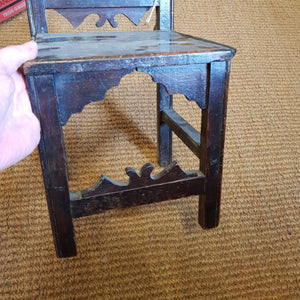 Hand Carved Dark Oak gothic Style Child's Dolls Chair Antique Victorian Circa 1870
