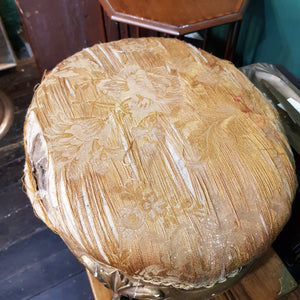 French Gesso Finished Rococo Style Upholstered Style Foot Stool Antique Circa 1880's