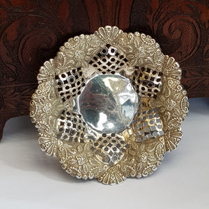 Sterling Silver Ornate Fretted Repousse Dish Antique Victorian Birmingham circa 1898