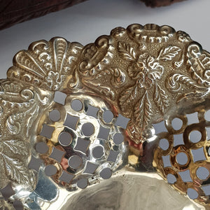 Sterling Silver Ornate Fretted Repousse Dish Antique Victorian Birmingham circa 1898