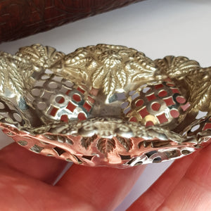 Sterling Silver Ornate Fretted Repousse Dish Antique Victorian Birmingham circa 1898