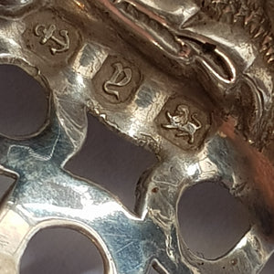 Sterling Silver Ornate Fretted Repousse Dish Antique Victorian Birmingham circa 1898