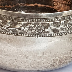 1000 Grade Solid Silver Middle Eastern Floral Repousse Bowl Antique 19th Century