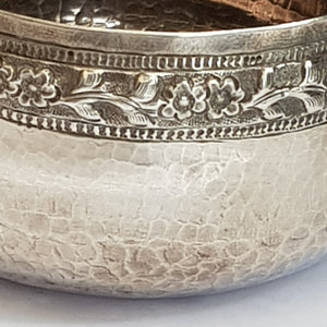 1000 Grade Solid Silver Middle Eastern Floral Repousse Bowl Antique 19th Century