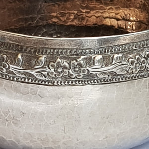 1000 Grade Solid Silver Middle Eastern Floral Repousse Bowl Antique 19th Century