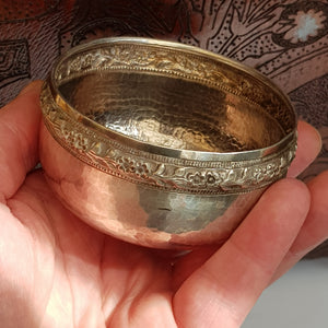 1000 Grade Solid Silver Middle Eastern Floral Repousse Bowl Antique 19th Century