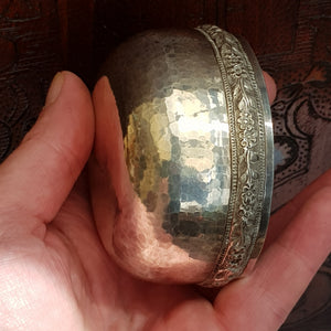 1000 Grade Solid Silver Middle Eastern Floral Repousse Bowl Antique 19th Century