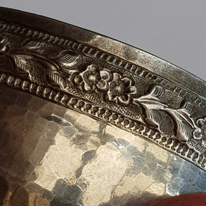 1000 Grade Solid Silver Middle Eastern Floral Repousse Bowl Antique 19th Century