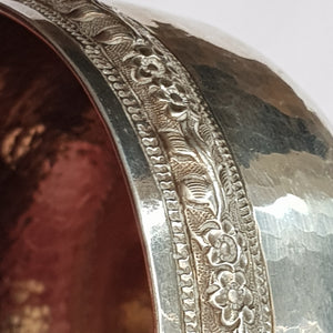 1000 Grade Solid Silver Middle Eastern Floral Repousse Bowl Antique 19th Century