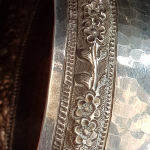 1000 Grade Solid Silver Middle Eastern Floral Repousse Bowl Antique 19th Century
