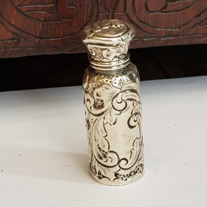 Superb Sterling Silver Floral Repousse Scent Bottle Antique Birmingham circa 1893